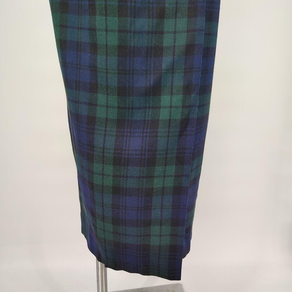 Vintage Lauren Ralph Lauren Blackwatch Wool Skirt USA 8 Plaid Midi Wrap - Picture 10 of 15